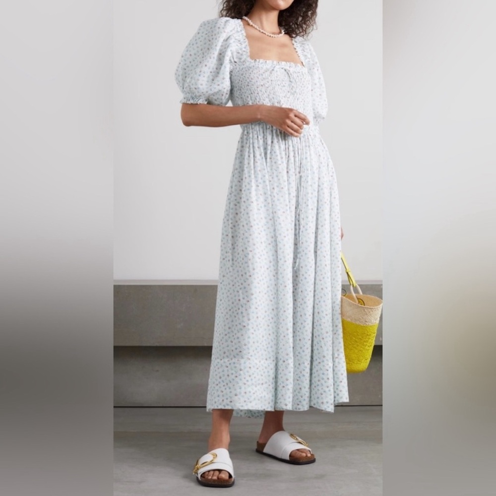 Doen Siena Shirred Floral Print dress